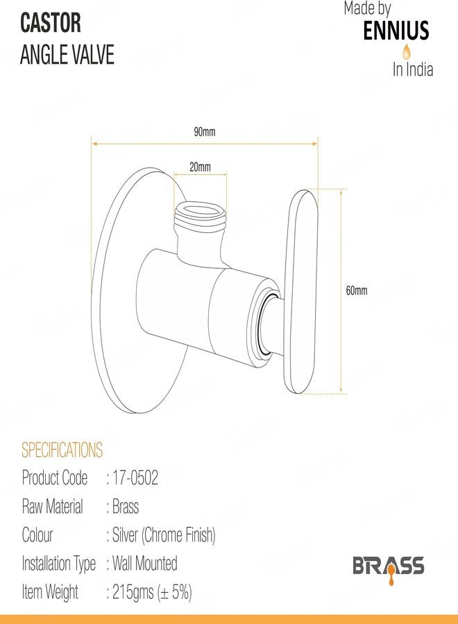 ENNIUS Angle walve for bathroom - Ennius Brass Angle Valve With Wall Flange, Brass Disc Stop Cock for Bathroom Taps, Geyser and Wash Basin Connection with Chrome Finish (Pack of 1, Angle Valve Soft) - Image 2